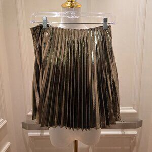 Maeve by Anthropologie Metallic Pleated Skirt Gold